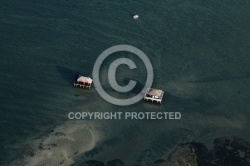 Lîle aux oiseaux, cabanes tchanquées vue du ciel