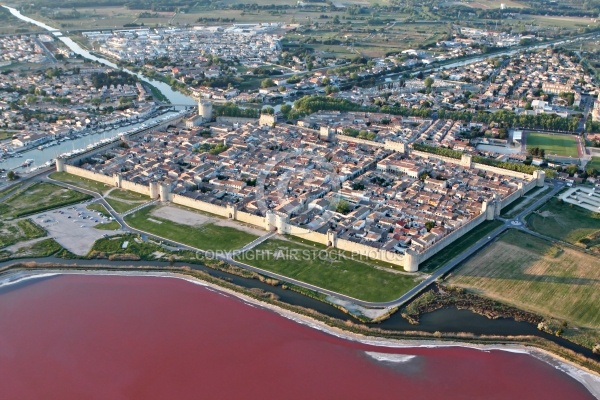 Aigues-Mortes, vue du ciel, 30220, Gard