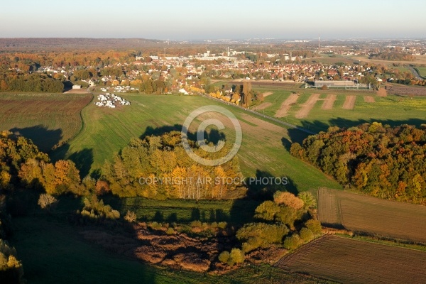 Bruyères-le-Châtel en automne vue du ciel