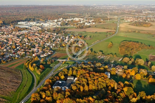 Bruyères-le-Châtel vue du ciel en Automne