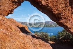 Couleur ocre du massif de l Esterel, Var, France