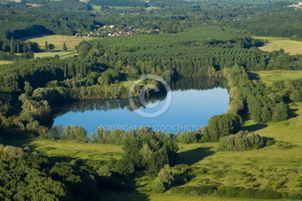 Etang de pêche de Saint-Maurice-Montcouronne vue du ciel