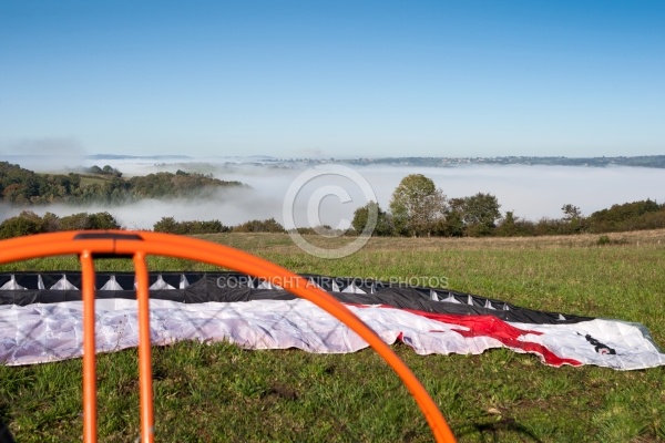 Le Puys de Dôme préparation du vol paramoteur