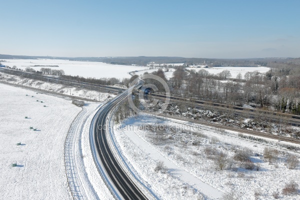 Longevilliers sous la neige vue du ciel