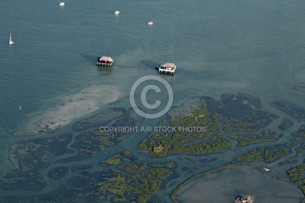 Lîle aux oiseaux, cabanes tchanquées vue du ciel