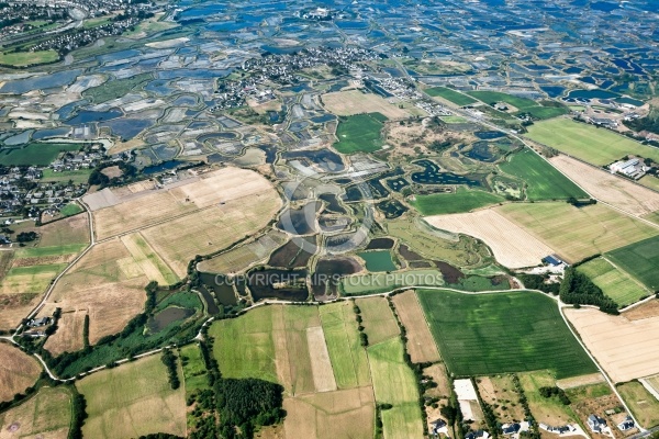 Marais salants de Guérande vue du ciel