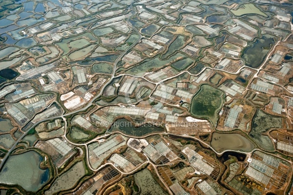 Marais salants de Guérande vue du ciel