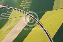 Paysage aérien et colza en Eure-et-Loire