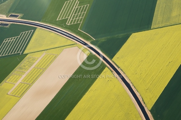 Paysage aérien et colza en Eure-et-Loire