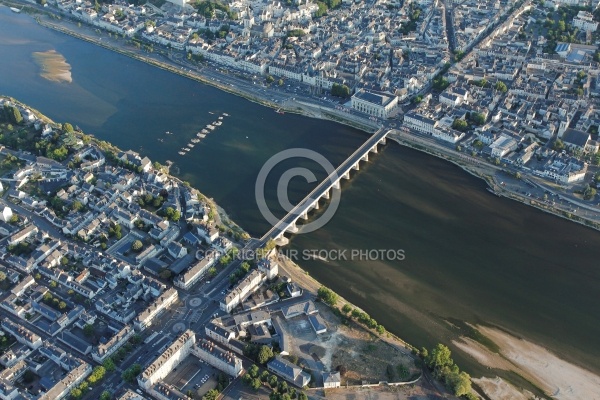 Photo aérienne de la Loire  pont Cessart, Saumur 49