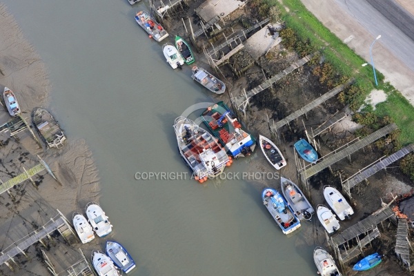 Photo aérienne du port du Bec, Bouin,  vendée 85