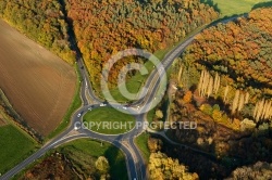 Rond point Bruyères-le-Châtel vue du ciel en Automne