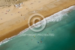 Surfeurs, vue aérienne, Vendée