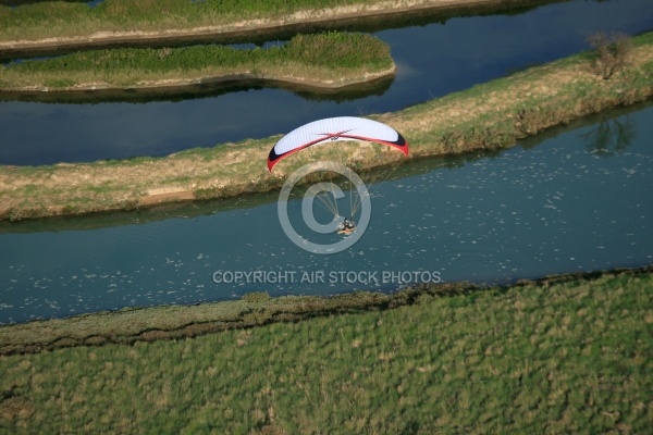 Vol en ULM au dessus du marais de la Guittière, Vendée 85