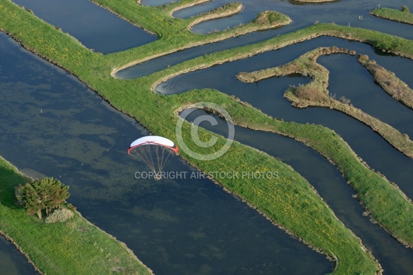 Vol parapente au dessus du marais de la Guittière