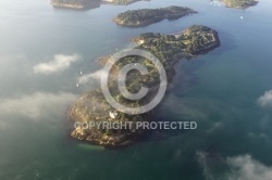 vue aerienne de l île de la Jument ,Golfe du Morbihan 56