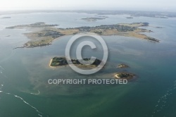 vue aerienne de l île Drenec île d Arz, Golfe du Morbihan 56