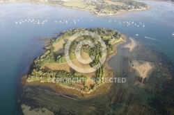 vue aerienne de l île Irus,  Golfe du Morbihan 56