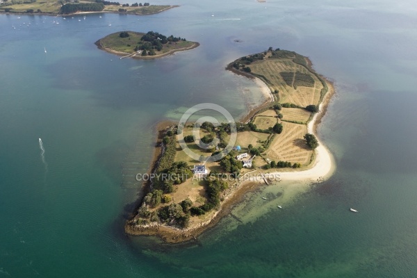 vue aerienne de lîle de Govihan,  Golfe du Morbihan 56