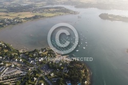 vue aerienne de Port Blanc, Anse du Moustran , Golfe du Morbihan