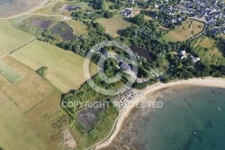 vue aérienne de l école de voile de l Île d Arz, Golfe du Morbih