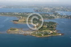 vue aérienne de l île-aux-moines, îles de Brouel, Golfe du Morbi